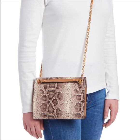 THACKER Ali Snake Embossed Leather Crossbody Bag - Picture 1 of 13